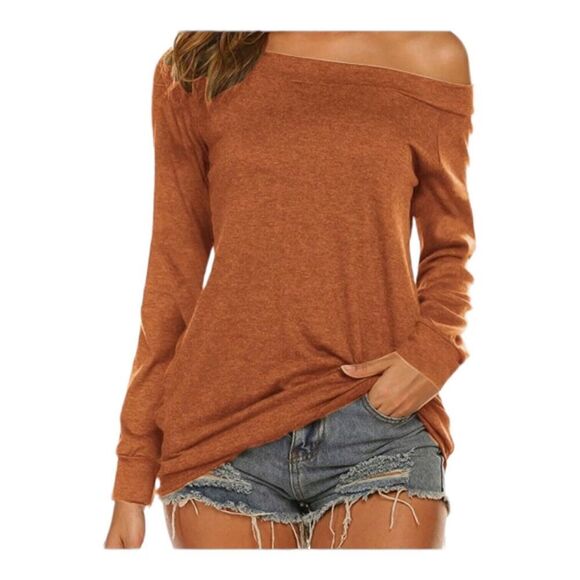 Halife Top Blouse Womens XXL Scoop Neck Dolman Sleeve Lightweight Rust Casual - Picture 2 of 12